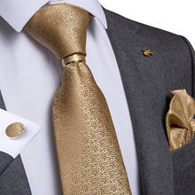Gravata de pescoço masculina, gravata amarela sólida de seda para casamento, com lenços e abotoaduras, para negócios e festa, dibangu, novo design 2024 - compre barato