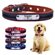 AiruiDog Adjustable Personalized Dog Collar Leather Puppy ID Name Custom Engraved XS-L 2024 - buy cheap