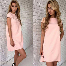 Summer Beach Casual Dress Women Female Short Sleeve Loose Mini Short A-line Dresses Candy Color S-XXL 2024 - buy cheap