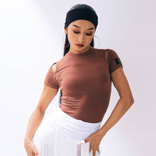 Summer New Style Latin Dance Top Women Dancing Practice Short Sleeve Cha Cha Samba Training Dance Shirts Brown Pink Color DA444 2024 - buy cheap