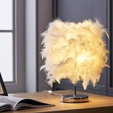 Luminária led noturna romântica com penas, abajur com lâmpada led, para sala de estar, quarto e para leitura 2024 - compre barato
