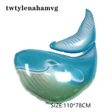 Globo de aluminio con temática de Animal de ballena marina para fiesta de cumpleaños, concha de ducha para niño pequeño, decoración de pulpo y tiburón, color azul, para verano 2024 - compra barato