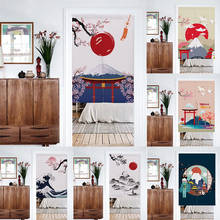 Ukiyo-cortina de lino y algodón estilo japonés, para puerta de dormitorio, Fujiyama, medio Panel 2024 - compra barato