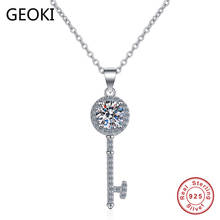 Geoki-collar con colgante de llave de moissanita para mujer, de plata de ley 0,5, con corte perfecto, 925-1 ct 2024 - compra barato