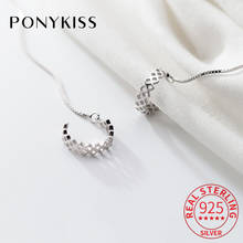 PONYKISS Trendy S925 Sterling Silver Chic Hollow Fashion C Shape Clip Earrings For Women Delicate Party Jewelry Lover Fine Gift 2024 - buy cheap