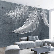 Wellyu personalizado 3d papel de parede moderno e minimalista estilo nórdico pena branca textura tv fundo papel de parede sala estar quarto оbedroom и 2024 - compre barato