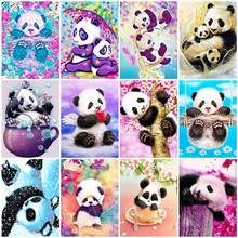 Pintura de diamantes de animales 5D DIY, bordado de diamantes de imitación cuadrados/redondos, mosaico de Panda, imagen de decoración del hogar 2024 - compra barato