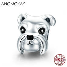 Anomokay Real 925 Sterling Silver Lovely Schnauzer Dog Beads fit Bracelet Necklace Cute S925 Silver Animal Bead for DIY Jewelry 2024 - buy cheap