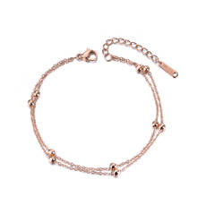 Trendy Double Layers Round Beads Charm Bracelet Jewelry Rose Gold Titanium Steel Chain & Link Women's Bracelet B19051 2024 - buy cheap