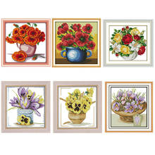 Beautiful flower pattern series flower cross stitch kit 14ct 11ct count print canvas embroidery kit DIY embroidery handmade gift 2024 - buy cheap