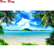 Тропический пляж Приморский Пейзаж 5D DIY Алмазная вышивка крестиком с видом на море мозаика Алмазная картина украшение 2024 - купить недорого