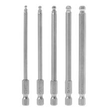 5 Pcs 1/4" Hex Shank 100mm Magnetic Ball End Hexagon Screwdriver Bits Drill Set 2024 - buy cheap