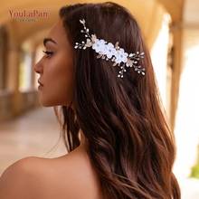 Youlapan hp76 encantador flor casamento pente de cabelo dourado nupcial clipe de cabelo casamento jóias de cabelo tiara beleza headpieces 2024 - compre barato