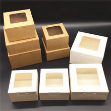 Frete grátis 50 peças caixa em pvc marrom/branco pacote papel kraft caixa com janela, faça você mesmo sabão artesanal caixas de presente de negócios 2024 - compre barato