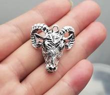 3pcs/lot--31x29mm Antique Silver Plated Goat Head Charms Animals Halloween Pendants For DIY Supplies Jewelry Making Accessories 2024 - buy cheap