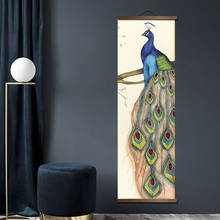 Chinese Style Animal Peacock Canvas Decorative Painting Store Bedroom for Living Room Wall Art Solid Wood Scroll Paintings Decor 2024 - buy cheap