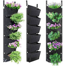 Two-chamber 6 Bags Hanging Plant Pot Flower Pots Wall Hanging Felt Vertical Planter Grow Container Bags for Garden Green Field 2024 - buy cheap