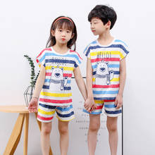 Crianças pijamas crianças meninos roupas de dormir conjunto da criança homewear dos desenhos animados pijamas de verão manga curta roupas das meninas 2024 - compre barato