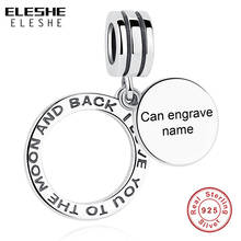 ELESHE 100% 925 Sterling Silver Custom Charms Forever Round Engrave Name Pendant Bead Fit Charm Bracelet Necklace DIY Jewelry 2024 - buy cheap