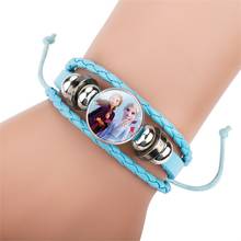 Disney Frozen 2 children's cartoon pink elsa princess leather braided bracelet handmade beaded girl bracelet baby accessories 2024 - buy cheap