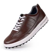 Sapatos de golf masculinos pgm, sapatos de couro genuíno à prova d'água, calçados antiderrapantes com espinho, para esportes, design de ventilação de tênis 2024 - compre barato