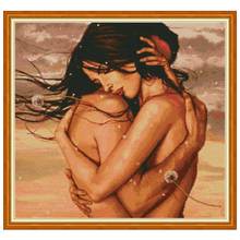 Embrace man and woman counted printed on the canvas  11CT 14CT DIY kit Cross Stitch embroidery needlework Sets home decor 2024 - buy cheap