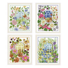 Four Seasons Scenery Painting Cross Stitch Kit 14CT Printed Canvas for Embroidery Kit 11CT DIY Needlework DMC Floss Cross Stitch 2024 - buy cheap