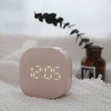 Mini quadrado silencioso despertador de cabeceira usb inteligente temperatura sensing atração magnética relógio de parede luminosa decoração da mesa 2024 - compre barato