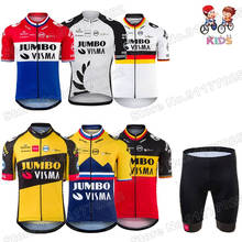 Kids Team Jumbo Visma 2021 Cycling Jersey Set Boys Girls Cycling Clothing Children Road Bike Shirt Suit Bicycle Shorts MTB Wear 2024 - buy cheap