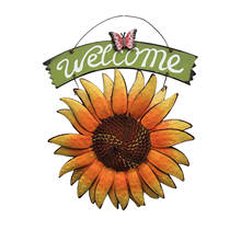Metal Decorative Welcome Sign Vintage Butterfly Sunflower Plaques Hanging Decoration for Wall Door Porch Bar Garden Shop Store 2024 - buy cheap