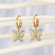 1Pair Minimalist Chic Rhinestone Butterfly Hoop Earrings For Women Cute Gold MetalZircon Mini Small Stud Earrings Jewelry 2024 - buy cheap
