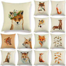 1 Pcs Kawaii Fox Pattern Cotton Linen Throw Pillow Cushion Cover Car Home Sofa Bed Decorative Pillowcase Funda Cojin 40636 2024 - buy cheap