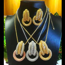 Missvikki 3 cores lindo luxo grande pingente colar brincos conjuntos de jóias alta qualidade zircão cúbico festa acessórios 2024 - compre barato