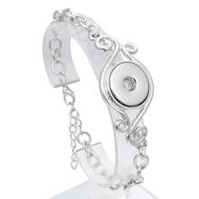 18mm 12mm Snap Button Jewelry Silver Color Adjustable Chain Snap Bracelet Bangles for Women Men Button Jewelry 2024 - купить недорого