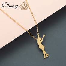 QIMING Elegant Figure Skating Necklace For Women Dancer Skate Gold Chain Party Birthday Gift Female Collier Statement Necklaces 2024 - buy cheap