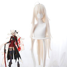 Fate / FGO Devil Okita-Peluca de Anime para Cosplay, pelo largo y liso, capa blanca lechosa Alter 2024 - compra barato