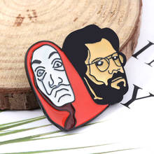 Cartoon Figure Enamel Brooch Spanish Movie Money Heist Pin La Case De Papel Badge Pins Salvador Dali Two-Face Design Metal Jewel 2024 - buy cheap