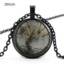 LIAOZEKUN, 2019/nuevo Retro Steampunk Life Tree Life Gear árbol collar Bump Glass hombres y mujeres collar joyería 2024 - compra barato