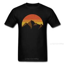 Camiseta masculina estampada preta e de algodão, camiseta com estampa de pôr do sol para família 2024 - compre barato