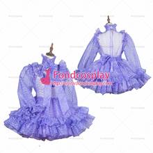 Fondcosplay adulto sexy cruz vestir sissy maid curto vestido de cetim lilás com fechadura uniforme cosplay traje sob medida [g3828] 2024 - compre barato