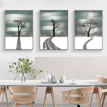 Póster Artístico nórdico abstracto para decoración del hogar, pintura de silueta de árbol moderno literario para pared de salón, Imagen en lienzo sin marco 2024 - compra barato