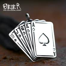 BEIER Lucky Spades k  Mens Necklace Tone Poker Skull Pendant for Male Stainless Steel Casino Fortune Playing Card BP8-389 2024 - buy cheap