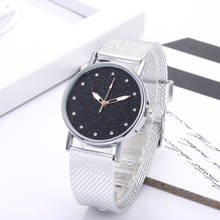 Relógio de luxo feminino com escala de strass céu estrelado malha couro relógios de pulso moda quartzo senhoras relógios reloj mujer 2024 - compre barato