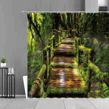 Green Tropical Forest Landscape Shower Curtain Mountain Water Plants Trees Natural Scenery Home Decor Bathroom Curtains Hooks 2024 - buy cheap