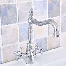 Polished Chrome Basin Faucet Double Handle Bathroom Kitchen Faucet Swivel Spout Vessel Sink Mixer Tap Deck Mounted Nsf658 2024 - buy cheap