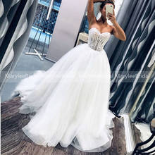Vestido de noiva, vestido para mulheres, branco, simples, ilusão, corpete, noiva, com apliques frisados, elegante 2024 - compre barato