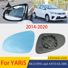 Espelho retrovisor lateral do carro lente para toyota yaris 2014-2020 azul hd vidro grande ângulo de visão com função de aquecimento & led indicador de luz 2024 - compre barato
