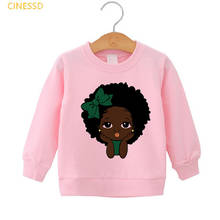 Arco pequeno melanin princesa impresso crianças com capuz rosa jumper bonito preto roupas da menina do bebê inverno das crianças do esporte moletom 2024 - compre barato