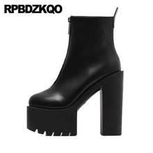 Ladies Exotic Dancer Waterproof Designer Shoes Women Luxury 2021 14cm Front Zipper Extreme Boots Chunky Sexy Booties High Heel 2024 - buy cheap