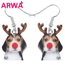 Bonsny acrílico natal antlers beagle cão brincos gota balançar decoração jóias para feminino menina adolescente criança festa presente acessório 2024 - compre barato